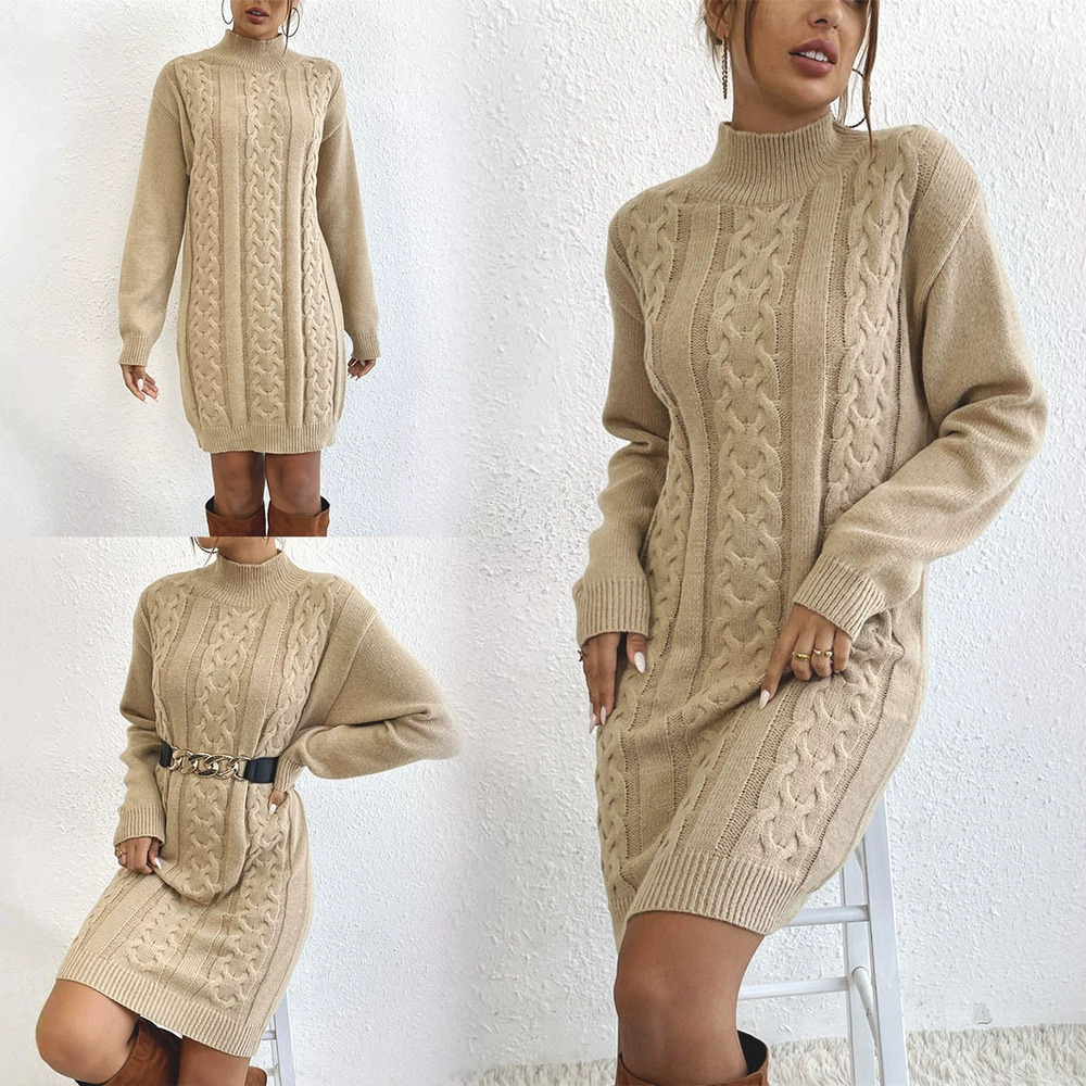 Forever 21 Bodycon Cable Knit Turtleneck Sweater Dress Winter Casual